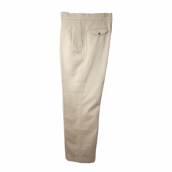Savane "Process 2000" 100% Soft Cotton Twill Beige Peated & Cuffed Chino Pants - Picture 2 of 9